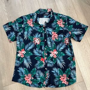 Tropical Floral Men's Shirt - Navy and Green